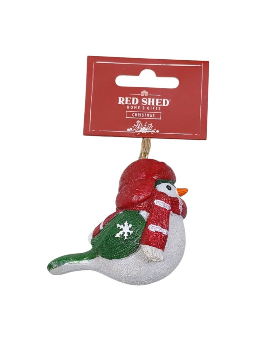 Red Shed Christmas Resin Bird Ornament With Scarf & Hat Tree Ornament Red Green